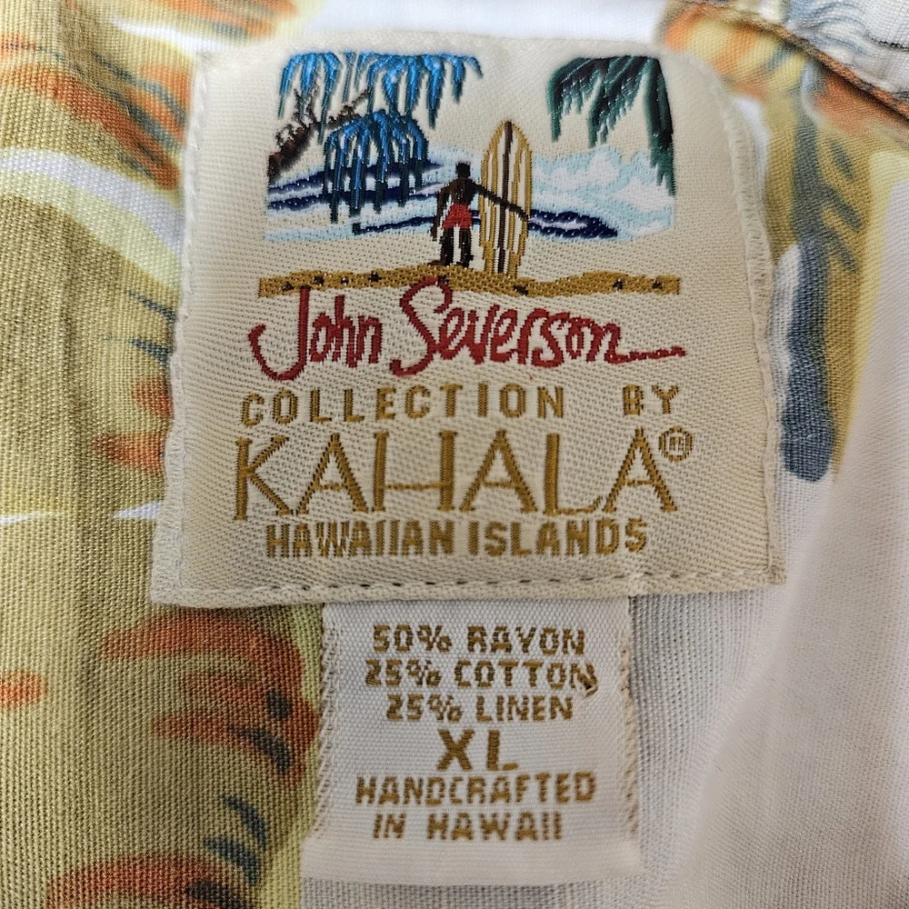 John Severson XL Tropical Leaf‎ Print Men's Shirt Mercedes Championship